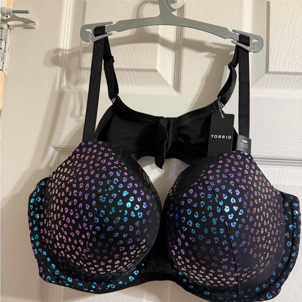🆕 Torrid Iridescent Leopard Black Demi Push Up Bra Sz 48D NWT - Picture 4 of 11